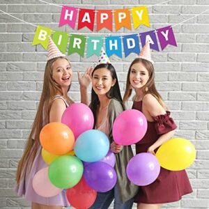 Pre-Strung Happy Birthday Banner - NO DIY - Colorful Birthday Party Banner - Pre-Strung Garland on 6 ft Strands - Multi Color Rainbow Birthday Party Decorations & Decor. Did we mention no DIY?