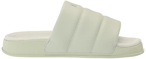 adidas Originals Women's Adilette Essential Slide Sandal, Linen Green/Linen Green/Linen Green, 8