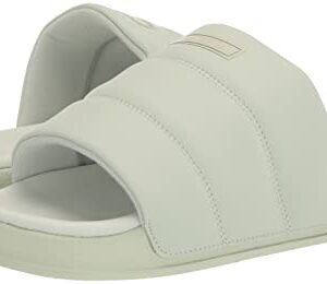 adidas Originals Women's Adilette Essential Slide Sandal, Linen Green/Linen Green/Linen Green, 8