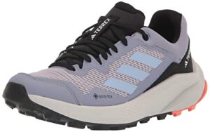 adidas women's terrex trailrider gtx trail running shoe, silver violet/blue dawn/coral fusion, 8