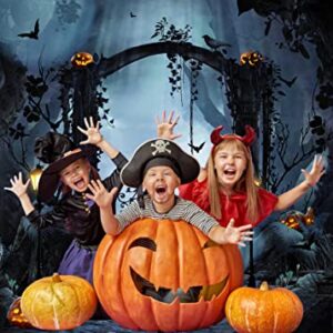 LYCGS 7X5FT Halloween Backdrop Horror Forest Night Halloween Backdrop for Photography Scary Pumpkin Lantern Tombstone Skull Photography Background Costume Ball Halloween Carnival Background X-58