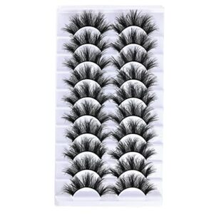 FARRED Fluffy Eyelashes 8D Faux Mink Lashes Wispy Eyelash Natural Look Short Fake Eye Lash Pack Full False Lash 10 Pairs (Z02|12-18MM)