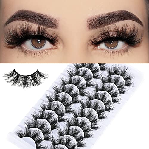 FARRED Fluffy Eyelashes 8D Faux Mink Lashes Wispy Eyelash Natural Look Short Fake Eye Lash Pack Full False Lash 10 Pairs (Z02|12-18MM)