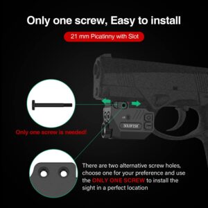 SOLOFISH 500 Lumens Pistol Light with Purple Green Laser Sight and Strobe Tactical Flashlight Combo, Rechargeable Weapon Light and Beams for Guns/Handguns W/a Rail