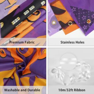 Halloween Birthday Party Decorations, Halloween Birthday Backdrop Banner Purple Orange Balloon Garland Arch Kit Confetti Balloons with Spider Web Bat Stickers for Halloween Theme Party Decorations