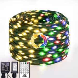 jmexsuss 266ft 800 led outdoor christmas lights, color changing christmas lights plug in, 11 modes christmas lights for trees, patio, fence, house, yard decorations（warm white & mulitcolor ）
