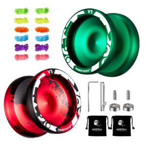 MAGICYOYO V3 Responsive Yoyo Pack of 2, Professional Dual Purpose Yoyo for Beginner, Metal Allloy Yoyo with KK Bearings + Removal Bearing Tool + Axle + 2 Bags + 12 Yoyo Strings