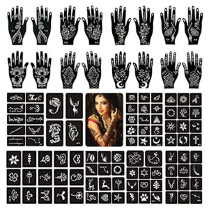 henna tattoo stencils 24 sheets,black tattoo templates,reusable henna tattoo kit for women teens kids,diy tattoo stencils,body art stencils