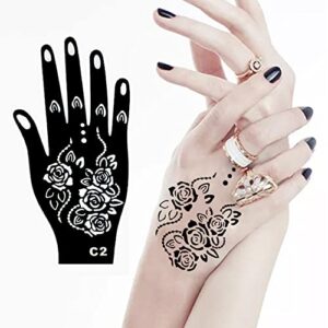 Henna Tattoo Stencils 24 Sheets,Black Tattoo Templates,Reusable Henna Tattoo Kit for Women Teens Kids,DIY Tattoo Stencils,Body Art Stencils