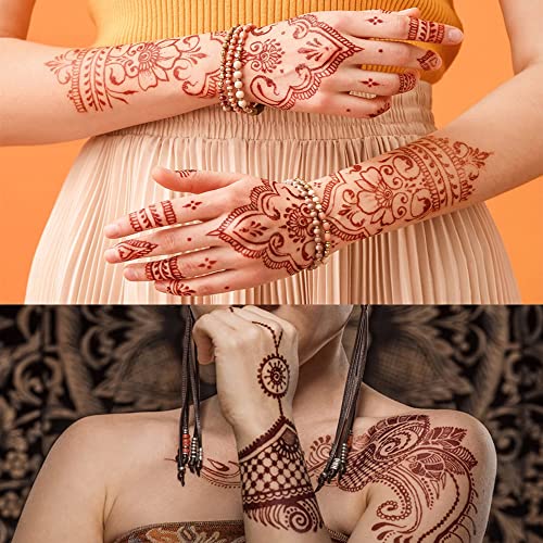 Henna Tattoo Stencils 24 Sheets,Black Tattoo Templates,Reusable Henna Tattoo Kit for Women Teens Kids,DIY Tattoo Stencils,Body Art Stencils