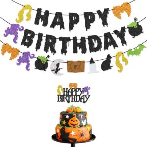 hocus pocus happy birthday banner garland happy birthday cake topper for hocus pocus halloween birthday party supplies decorations