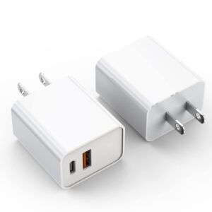 iphone 15 charger block, 2pack 20w dual port pd fast usb c wall charger adapter + usb a quick charging brick plug compatible with iphone 15/14/13/12/11/pro max/plus/xs/xr/x,ipad,airpods and more