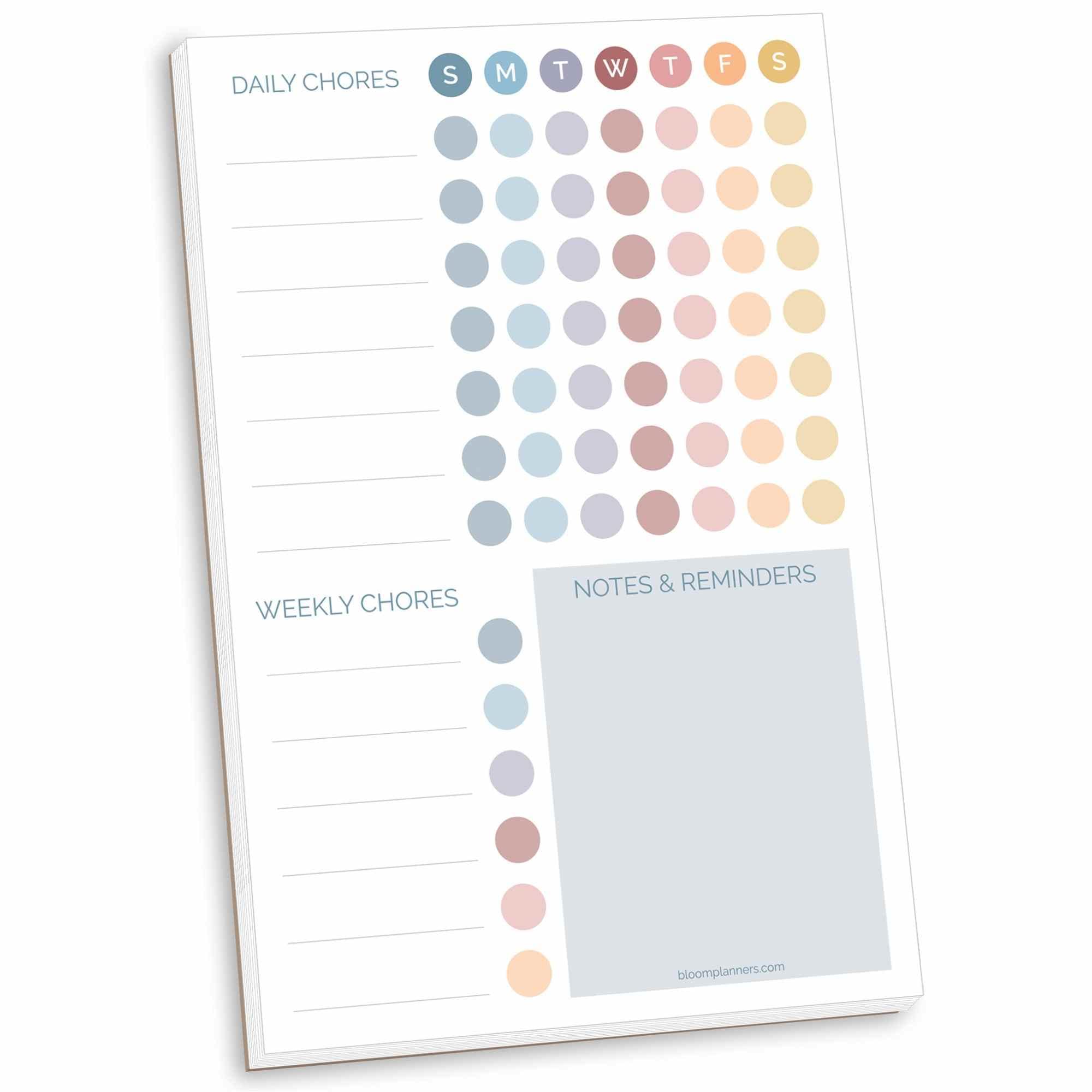 bloom daily planners Magnetic Chore Chart Planning Pad - Daily & Weekly Habit To Do Tracker - Family Organizer and Responsibility Reward System - 60 Sheets - 6” x 9”, Pastel