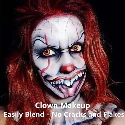 Go Ho Makeup Clown White Black Red Face Paint,3 IN 1 Colors Wheel for Clown Makeup Special Effects,Zombie Vampire Skeleton for Halloween Costume and Body Paint