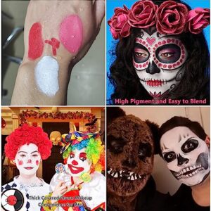 Go Ho Makeup Clown White Black Red Face Paint,3 IN 1 Colors Wheel for Clown Makeup Special Effects,Zombie Vampire Skeleton for Halloween Costume and Body Paint