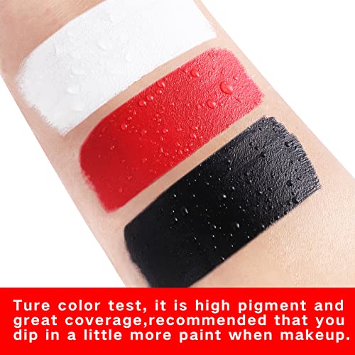 Go Ho Makeup Clown White Black Red Face Paint,3 IN 1 Colors Wheel for Clown Makeup Special Effects,Zombie Vampire Skeleton for Halloween Costume and Body Paint