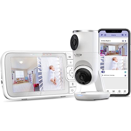 Hubble Connected Dual Vision Smart HD Baby Monitor with 2 Cameras, WiFi Baby Monitor with App and Screen, Remote Pan Tilt Zoom, 2-Way Talk, AI Motion Tracking, Night Vision, Room Temperature Sensor