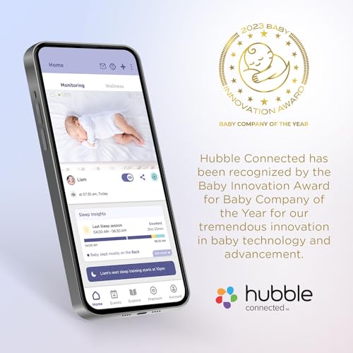 Hubble Connected Dual Vision Smart HD Baby Monitor with 2 Cameras, WiFi Baby Monitor with App and Screen, Remote Pan Tilt Zoom, 2-Way Talk, AI Motion Tracking, Night Vision, Room Temperature Sensor