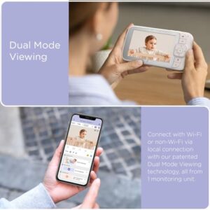 Hubble Connected Dual Vision Smart HD Baby Monitor with 2 Cameras, WiFi Baby Monitor with App and Screen, Remote Pan Tilt Zoom, 2-Way Talk, AI Motion Tracking, Night Vision, Room Temperature Sensor