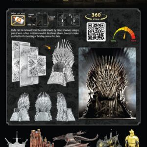 Metal Earth Premium Series Game of Thrones Iron Throne 3D Metal Model Kit Bundle with Tweezers Fascinations