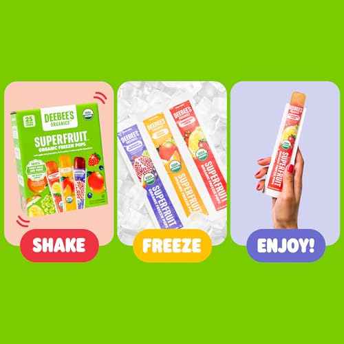 DeeBee's Organics SuperFruit Freezie Pops Variety Pack, No Added Sugars, No Artificial Flavors or Colors (Pack of 50)