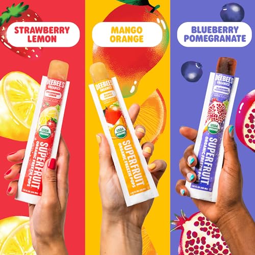 DeeBee's Organics SuperFruit Freezie Pops Variety Pack, No Added Sugars, No Artificial Flavors or Colors (Pack of 50)