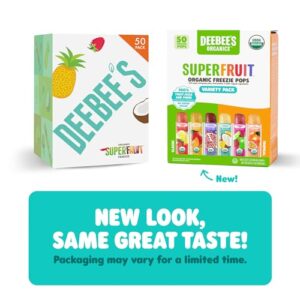 DeeBee's Organics SuperFruit Freezie Pops Variety Pack, No Added Sugars, No Artificial Flavors or Colors (Pack of 50)