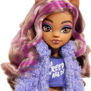 Monster High Doll, Clawdeen Wolf Creepover Party Set with Pet Dog Crescent, Sleepover Clothes and Accessories