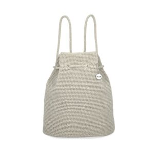 the sak large dylan backpack in crochet, adjustable backstrap, natural