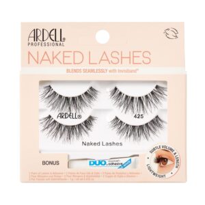 ardell naked lashes 425, 2 pairs, with duo clear-white adhesive, subtle volume & length