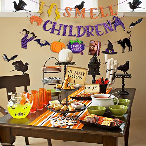 Hocus Pocus Glitter Banner Hocus Pocus Decorations Halloween Witch party Decorations Hocus pocus party decorations I smell Children Banner for Hocus Pocus Party Supplies(Two L is overlap)