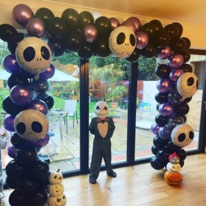 Halloween Balloon Garland Arch Kit Purple Black Balloon Nightmare Balloon With Skull Balloons for Nightmare Before Christmas Halloween Birthday Baby Shower Decorations