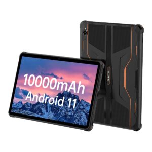 oukitel rugged tablet android 11, rt1 10.1 inch 10000 mah battery tablet,4gb ram 64gb rom 1tb expandable,16+16mp camera fhd+ waterproof tablet, 4g dual sim,gps, otg, bt5.0