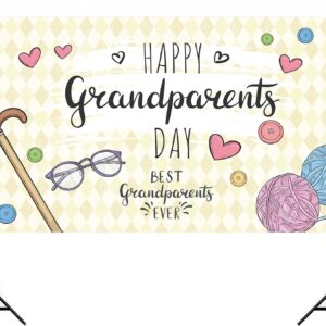 Nepnuser Happy Grandparents Day Photo Booth Backdrop School Event Retirement Love Grandparents Party Decorations Grandpa Grandma Holiday Photo Wall Decor (5.9×3.6ft)
