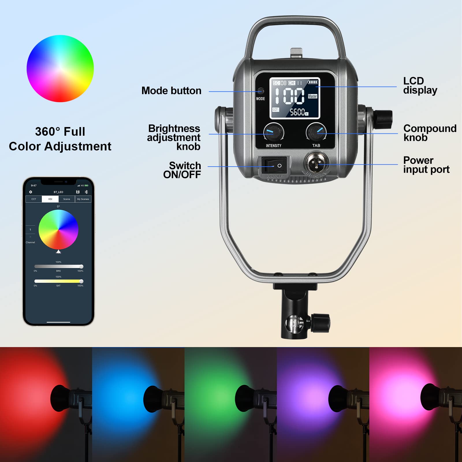 GVM 150W RGB Video Light Kit, 2700K~7500K Bi-Color LED Video Light Photography Studio Lighting Kit with Lantern Softbox & Stand, Continuous Output Lighting Kit with 8 Lighting Effects, CRI 97+