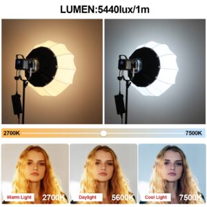 GVM 150W RGB Video Light Kit, 2700K~7500K Bi-Color LED Video Light Photography Studio Lighting Kit with Lantern Softbox & Stand, Continuous Output Lighting Kit with 8 Lighting Effects, CRI 97+