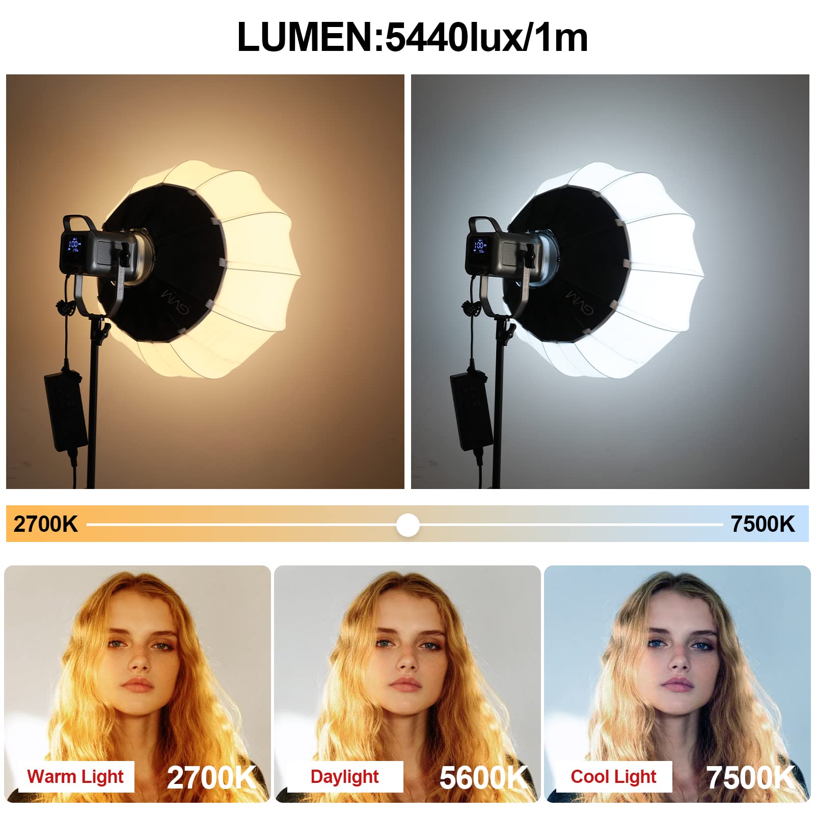 GVM 150W RGB Video Light Kit, 2700K~7500K Bi-Color LED Video Light Photography Studio Lighting Kit with Lantern Softbox & Stand, Continuous Output Lighting Kit with 8 Lighting Effects, CRI 97+