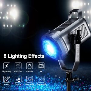 GVM 150W RGB Video Light Kit, 2700K~7500K Bi-Color LED Video Light Photography Studio Lighting Kit with Lantern Softbox & Stand, Continuous Output Lighting Kit with 8 Lighting Effects, CRI 97+