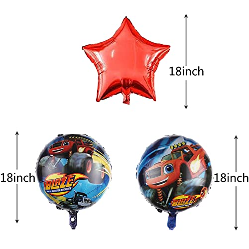 ALLPICK Blaze and the Monster Machine 3rd Birthday Decorations Red Number 3 Balloons 32 Inch Monster Truck Balloon Bouquet Set Party for Kids 3rd Birthday Party (3rd Birthday Decorations)
