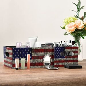 Kcldeci American Flag and Dollars Storage Baskets for Shelves Storage Bins Storage Boxes Decorative for Living Room Office Bedroom Clothes Toys 2-Pack