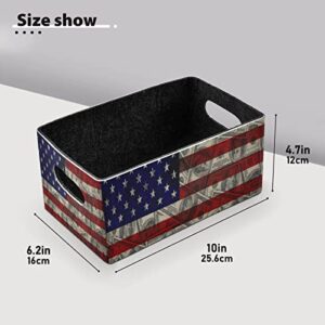 Kcldeci American Flag and Dollars Storage Baskets for Shelves Storage Bins Storage Boxes Decorative for Living Room Office Bedroom Clothes Toys 2-Pack