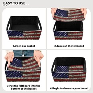 Kcldeci American Flag and Dollars Storage Baskets for Shelves Storage Bins Storage Boxes Decorative for Living Room Office Bedroom Clothes Toys 2-Pack