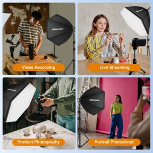 UBeesize Softbox Photography Lighting Kit, 30"X30" Professional Softbox Lighting Kit with 2pcs 40W E26 Socket 8000K Bulbs, Continuous Lighting Kit for Portraits Advertising Shooting, Video Recording