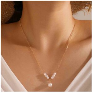 yheakne vintage pearl pendant necklace gold pearl beads necklace freshwater cultured pearl chain necklace pearl bar necklace chain jewelry for women and girls