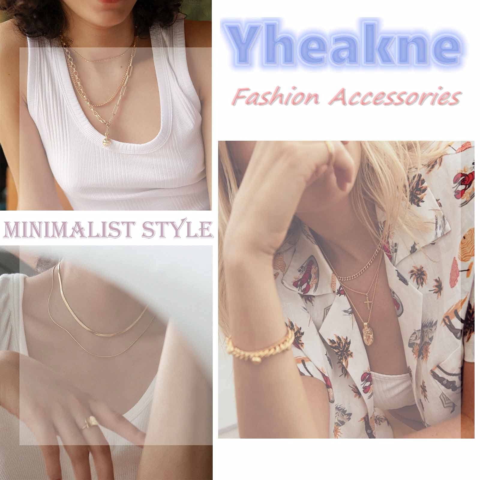 Yheakne Vintage Pearl Pendant Necklace Gold Pearl Beads Necklace Freshwater Cultured Pearl Chain Necklace Pearl Bar Necklace Chain Jewelry for Women and Girls