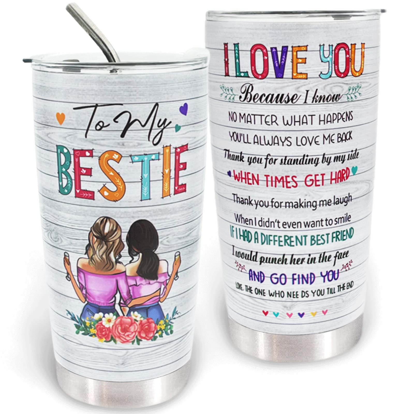 BFTETYU Best Friend Birthday Gifts for Women-Gifts for Best Friends,Friendship Gifts for Women-Best Friend Christmas Birthday Thanksgiving Gifts for Bestie, Soul Sister, BFF, Coworker 20oz Tumbler