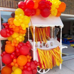 100PCS Red Yellow Orange Balloon Garland Arch Kit for Firemen Firefighter Birthday Party Fire Truck Fire Engine Party Decorations