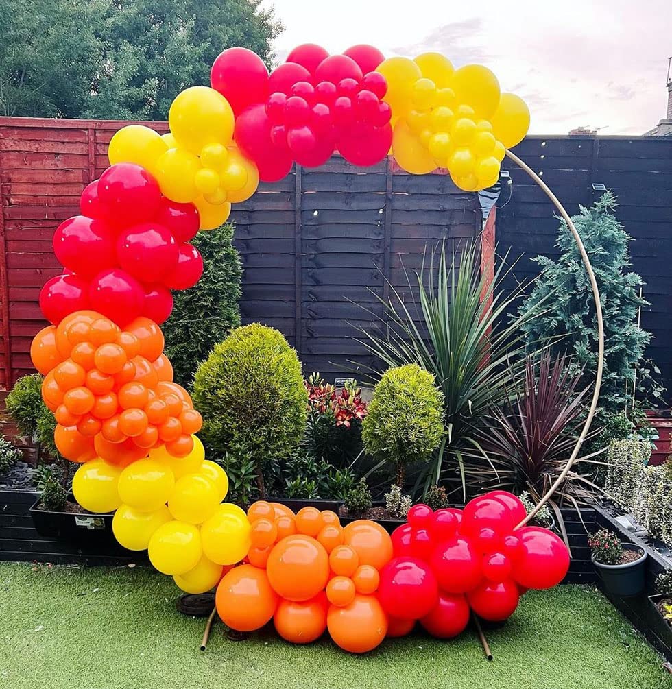 100PCS Red Yellow Orange Balloon Garland Arch Kit for Firemen Firefighter Birthday Party Fire Truck Fire Engine Party Decorations