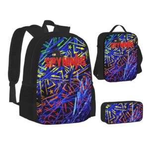 nkismoodm red cool large-capacity backpack lunch bag and pencil case 3 piece set casual lightweight travel daypacks set