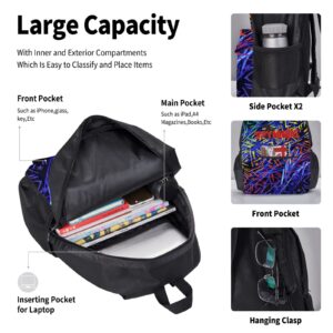 NKISMOODM Red Cool Large-Capacity Backpack Lunch Bag And Pencil Case 3 Piece Set Casual Lightweight Travel Daypacks Set